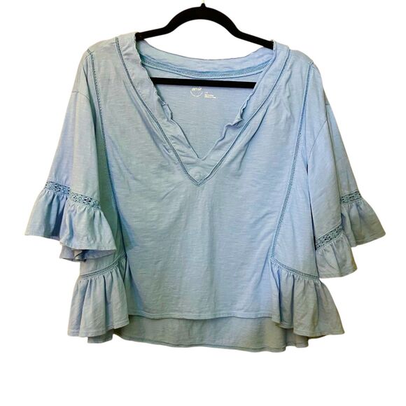 aerie flowy cropped notch neck t-shirt - Picture 3 of 11